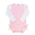 RuffleButts Baby/Toddler Girls Long Sleeve One Piece Swimsuit - Pink Polka Dot with UPF 50+ Sun Protection - 6-12m