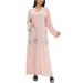 Avamo Loose V-neck Tshirt Dress for Lady Casual Long Sleeve Flowy Maxi Dress O-neck Pockets Comfy Solid Dress Sundress