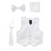 Lito Baby Boys White Satin Vest Zipper Tie Hanky Bowtie Clothing Set