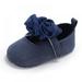 Baby Girl Princess Shoes, Toddler Soft-sole Casual Shoes, PU Solid Flat Shoe, Non-slip Infant First Walkers (Dark Blue)