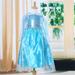 Blue Baby Girls Kids frozen costume Dress Snow Princess Queen Dress Up children's party Gown Cosplay Tulle Dress 4 years