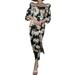 Womens Leopard Puff Long Sleeve Maxi Dress Casual Party Prom Dresses