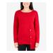 NY COLLECTION Womens Red Solid Long Sleeve Jewel Neck Blouse Top Size PM