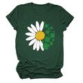 New Women's Daisy Four-leaf Clover Print Crowneck Short Sleeve Loose Casual Plus Size Fashion Trend Bottoming T-shirt