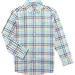 Lands' End Boy's SPRNG Long Slv POPLIN SHIRT Duck Egg Blue Plaid S NEW 430273