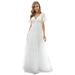 Ever-Pretty Women's Short Sleeve Lace Wedding Dress for Bride Wedding Guest Dress 00547 White US4