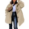 Celmia Women Long Sleeve Buttons Plush Fleece Coats Winter Jackets