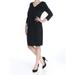 CHARTER CLUB Womens Black 3/4 Sleeve V Neck Above The Knee Sheath Dress Size XS