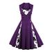 Womens Cut Out Polka Dot Swing Elegent Vintage Sleeveless V-Neck Vintage Casual Cocktail Party 1950 Retro Bridesmaid Dress