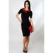 Women's Slim Casual Slim Peter Pan Collar Dress Red with Black