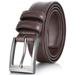 marinos men genuine leather dress belt with single prong buckle - chocolate brown - 32