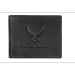 US Air Force Embossed Logo Genuine RFID Protection Leather BIFOLD Wallet (Black)