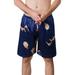 Selfieee Men's Satin Shorts Sleepwear Satin Pajama Bottom Underwear Silk Sleep Shorts 13022 Blue Print 3X-Large