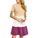Niuer Women Casual Crewneck Simple T-Shirt Dress Leisure Loose Short Sleeve Patchwork Stitching Tunic Dress S-XL White L(US 10-12)