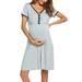 MAWCLOS Women's Maternity Sleepwear Nursing Dress Nightgown Labor Delivery Hospital Gown Short Sleeve Button Front Breastfeeding Dress