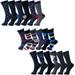 Alpine Swiss 18 Pack Mens Cotton Dress Socks Mid Calf Argyle Pattern Solids Set