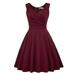 Grace Karin Women Plus Size Dress Sleeveless Surplice V-Neck Pleated Bodice Flared A-Line(Wine,22W)