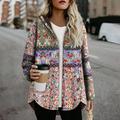 DaciyeNational Style Winter Women Fleece Coat Printing Hoody Jacket (Pink 2XL)