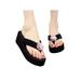 Avamo Women's Solid Color Flip Flops Slippers Wedge Heels Sandals Open Toe Breathable Shoes