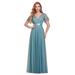 Ever-Pretty Womens Flutter Sleeve Long Evening Dresses for Women 07962 Dusty Blue US6