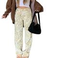 Famyfamy Zebra Pattern High Waist Women'S Jeans 90s Streetwear Trousers Baggy Leg Pants Y4K Mom Boyfriend Pants Denim Capris