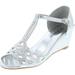 Blaze04 Rhinestone Peep Toe Cut Out Ankle Strap Low Wedge Dress Sandal