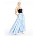 BLONDIE Womens Light Blue Zippered Color Block Strapless Full-Length Fit + Flare Party Dress Size 1