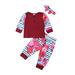 luethbiezx Newborn Baby Girls Winter Outfits Clothes Floral Tops+Long Pants+Headband Set