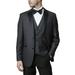 Caravelli Men's Slim Fit T62512U 3-Piece Notch Lapel Formal Tuxedo Suit Set -Black - 50 Long
