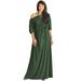 KOH KOH Long One Off Shoulder Flowy Casual 3/4 Short Sleeve Full Floor Length Cocktail Evening Wedding Party Guest Sexy Tall Maxi Dress Gown For Women Olive Green XXX-Large US 22-24 NT001