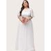 Women's Plus Size Flutter Sleeve Sequin Mesh Prom Dress