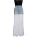 Balmain Ladies Long Blue And White High-waist Denim Pleated Skirt