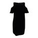 RALPH LAUREN Womens Black Cold Shoulder Velvet Cap Sleeve Square Neck Knee Length Shift Evening Dress Size: 18