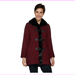 Dennis Basso Toggle Front Tweed Coat with Faux Fur Trim, Cabernet, Size 1X, $159