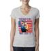 Trump Girl We Did It Rosie Riveter Womens Political Slim Fit Junior V-Neck Tee, Heather Grey, Medium