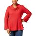 Style & Co. Womens Plus Textured Cowl Neck Blouse Red 3X