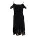 INC International Concepts Women's Solid Cold-Shoulder Midi Dress Black Size 18