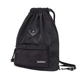Waterproof Travel Sports Yoga Gym Drawstring Backpack Bag Training Gymsack Sackpack(Black)