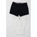 Pre-ownedJ Crew Womens Chino Shorts Elastic Waist Pants Blue White Size 0 2 Lot 2