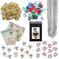 240 pc pirate loot party favor pack (144 pirate gold coins, 36 pirate jewels, 24 treasure maps, 12 pink diamond rings, 12 pirate skull rings, & 12 silver bead necklaces)