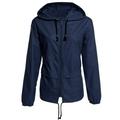 Thin Section Ladies Jacket Waterproof Clothing Hooded Drawstring Outdoor Hiking Rain Jacket