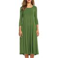 Round Neck Mid-length Dress Solid Color Mid-Sleeve Slim Autumn Modern Women's Clothing