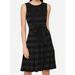 Tommy Hilfiger NEW Black Womens Size 14 Striped Belted A-Line Dress