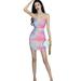 Ochine Women Bodycon Sexy Summer Dress Sleeveless Cold Shoulder Square Neck Tie Dye Gradient Gowns A line Open Back Evening Dress Mermaid Dress Jumpsuits Club Party, Universal Size