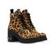 Miu Miu Women's Leather Calf Hair Nevermind Crystal Embellished Boots Leopard Brown