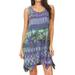 Sakkas Dora Women's Sleeveless Knit Loose Casual Shift Print Tank Dress Sundress - 19445-Purple - One Size Regular