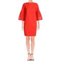 Lauren Ralph Lauren Womens Kadijah Laser Cut Bell Sleeves Cocktail Dress Red 8