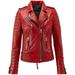 Outfit Craze Women's Red Biker Brando Quilted Motorcycle Leather Jacket (L)