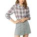 Allegra K Women's Classic-Fit Long-Sleeve Lightweight Button Down Plaid Shirt