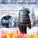 1 Pair PU Leather Touchscreen Lining Plush Gloves Windproof Driving Gloves Black Winter Warm Glove